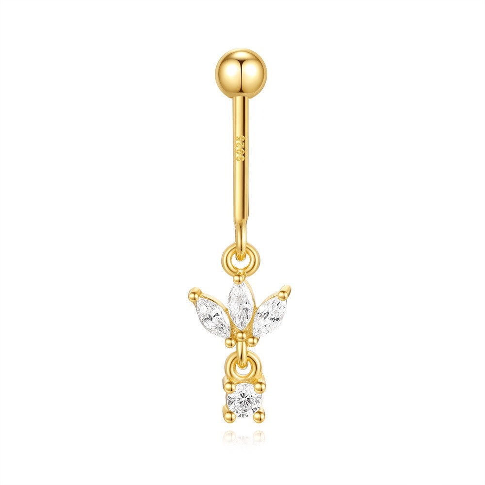 Elegant Gold and zircon vertical cartilage stud